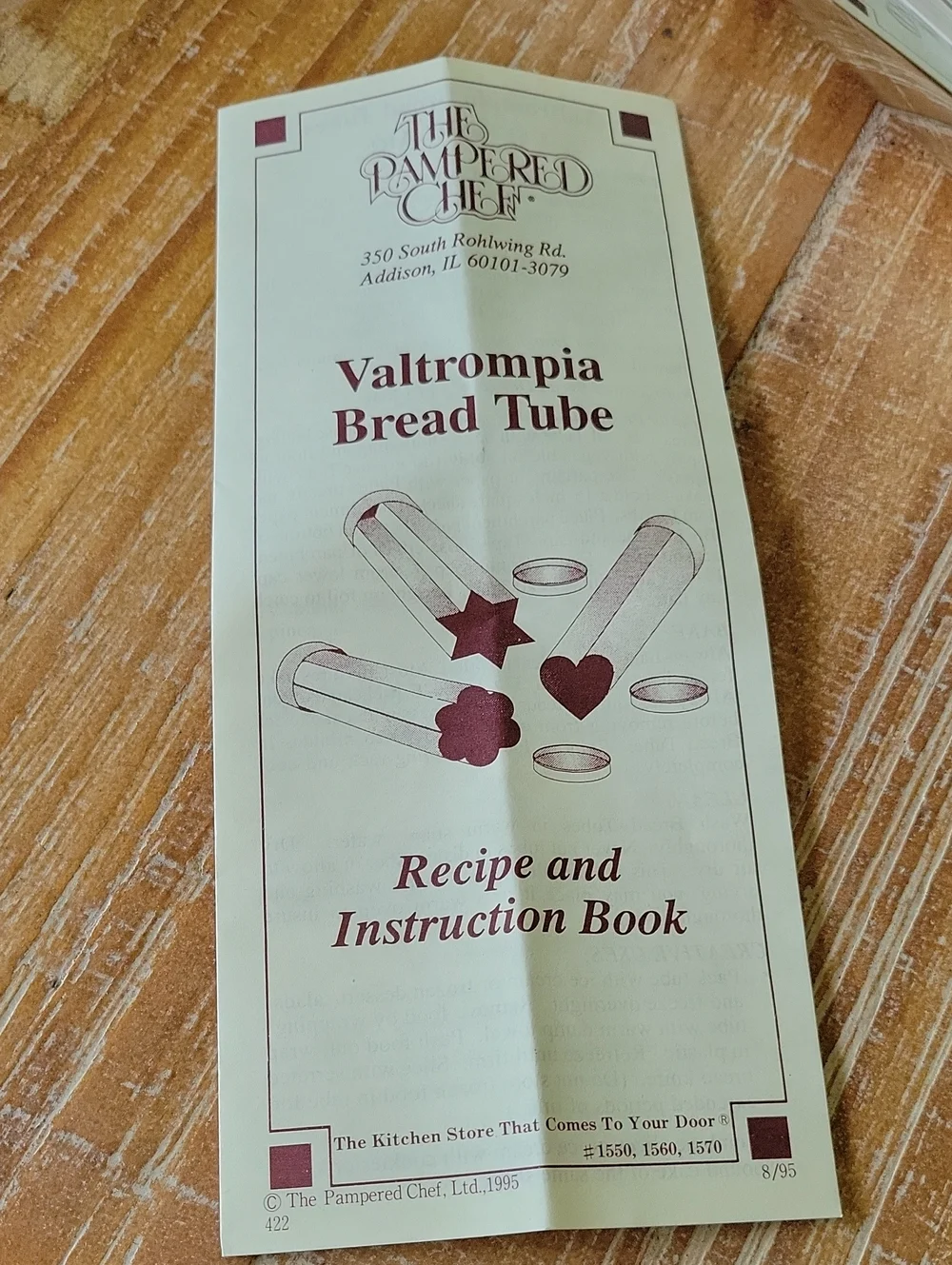 The Pampered Chef Valtrompia Bread Tube With Recipe & Instruction Book - VTG